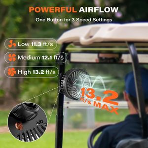 Ventilador Portátil Recargable <span class=keywords><strong>A2C</strong></span> con Base Magnética, 3 Velocidades, 4000 RPM, Flujo de Aire Potente, Compatible con Carritos de Golf y Cruceros - Product Image 2