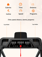 Caminadora Plegable Portátil con Pantalla LED, Llave de Seguridad, Silenciosa, con Amortiguación, Máquina Eléctrica para Correr en Casa, Equipo de Fitness