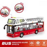 Set Mainan Kendaraan Inersia Simulasi Cahaya dan Suara dengan Model Kereta Api Kecepatan Tinggi, Pesawat Terbang, Mobil Kota, dan Bus untuk Anak-Anak