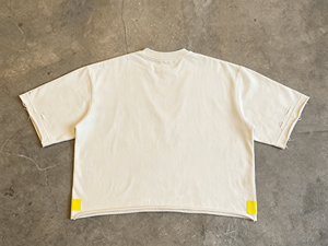 T-shirt Homme Personnalisé Coupe Boxy Oversize Imprimé Graphique Manches Courtes Streetwear Effet Vieilli Court Col Contrastant avec Logo - Product Image 3