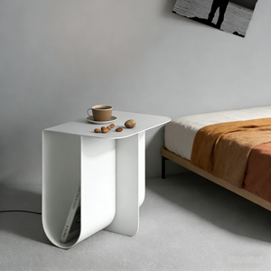Scandinavische minimalistische metalen bijzettafel, nachtkastje van roestvrij staal met opbergruimte, moderne bankbijzettafel voor woonkamer en slaapkamer - Product Image 5