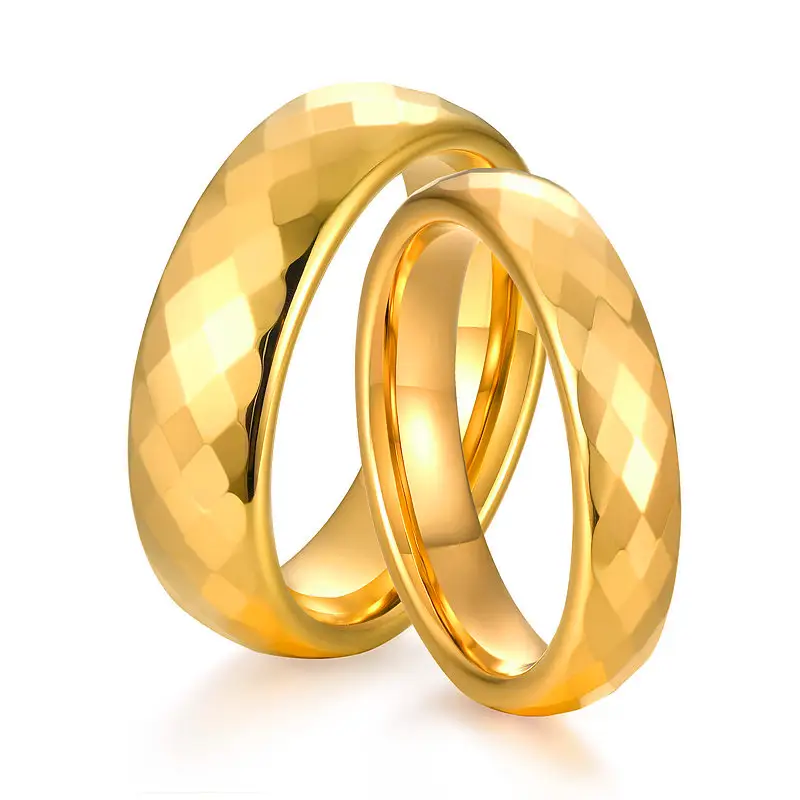 เพชร4มม. 6มม. แหวนแต่งงาน OEM ขายดี Amazon ทังสเตนคาร์ไบด์ผู้หญิงคู่เครื่องประดับถุง Pantone ของขวัญ