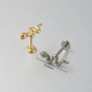 DIYバルク卸売ASTM F136チタンインプラントグレード内ネジスネークラブレットトラガスピアス - Product Image 3