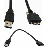Transfer Data 10Gbps 5Gbps USB 3.0 Tipe a jantan ke kabel USB 3.0 mikro B dengan kunci sekrup ganda untuk kamera industri