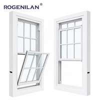Fenêtres à double battant en verre trempé ventilées avec grilles, en aluminium à double vitrage, fournisseur chinois Rogenilan