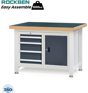 ROCKBEN Établi d'atelier <span class=keywords><strong>de</strong></span> stockage classé <span class=keywords><strong>de</strong></span> qualité avec armoire à tiroirs d'outils Armoires à outils d'atelier - Product Image 1