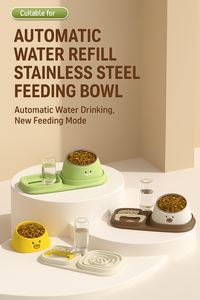 Dispensador de agua moderno de acero inoxidable para perros y gatos, fácil de limpiar, diseño antihumedad, cuenco de PP ecológico con patrón sólido OEM/ODM - Product Image 5