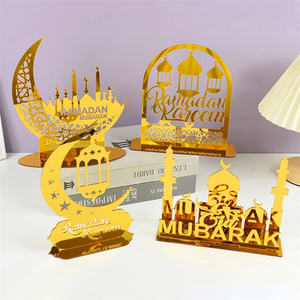 Ornamen bintang dan bulan Lebaran Islam hiasan Desktop Ramadan emas Muslim Eid Mubarak dekorasi dudukan meja akrilik - Product Image 2