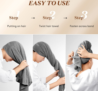 Grand enveloppement en tissu microfibre épais avec bande élastique serviette à séchage rapide pour les cheveux serviette de bain élargie pour les mains