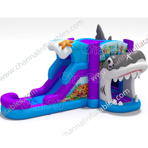 Cancha de voleibol inflable al aire libre boca de tiburón Casa de rebote de agua <span class=keywords><strong>disfraces</strong></span> de flamencos <span class=keywords><strong>inflables</strong></span> <span class=keywords><strong>alquiler</strong></span> de equipos de fiesta - Product Image 1