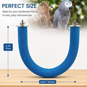 Perchoir en sable de quartz <span class=keywords><strong>bleu</strong></span> en forme de L pour perroquets, durable et non toxique, pour le bec, adapté aux canaris, calopsittes, ara et grands perroquets - Vente en gros - Product Image 2