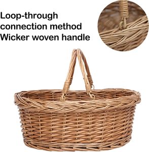 Ensemble de paniers tissés en saule naturel ovales faits à la main avec poignée, grands paniers en osier noir pour cadeaux - Product Image 6