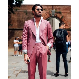 Traje de Hombre Estilo Urbano con Solapa Ancha, Color Rosa Empolvado, Corte Regular, Blazer Casual de 2 Piezas, Chaqueta y Pantalón, Traje de Novio, Terno Masculino - Product Image 1