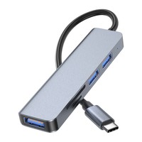 Station d'accueil TYPE-C 8-en-1 avec deux ports USB 3.0, lecteur de cartes SD/TF, répartiteur audio, modèle RB21 pour ordinateurs portables