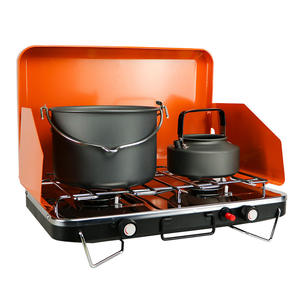 Four à gaz portable à double brûleur, barbecue extérieur, design coupe-vent à trois côtés - Product Image 1