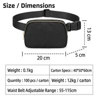 Sac banane bandoulière en nylon imperméable avec logo personnalisé, imprimé par sublimation, pour femme et homme