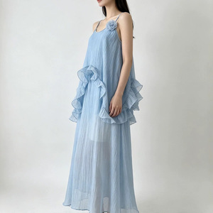 Elegante Abito Estivo <span class=keywords><strong>da</strong></span> Donna in Poliestere con Volant Irregolari, Stile Vacanza, Vita Alta, Nuovo Modello Lungo per le Vacanze - Product Image 2