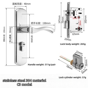 Maniglie e serrature per porte in legno <span class=keywords><strong>con</strong></span> meccanismo di sicurezza e chiusura a scatto - Set <span class=keywords><strong>maniglia</strong></span> per <span class=keywords><strong>porta</strong></span> resistente - Product Image 4