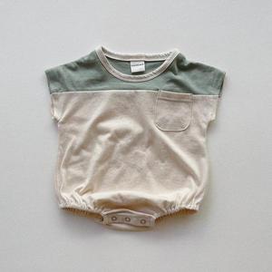 Romper de Verano Unisex de Algodón con Burbujas, Manga Corta, Bolsillo con Parches, Tipo Body - Product Image 2