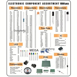Kit de Componentes Electrónicos Mega de 1900 Piezas que Incluye Surtido + Condensadores + Resistencias + LED + Transistores + Conectores DC + PCB + Amplificador Operacional - Product Image 3