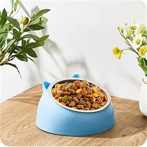 1pc Acier Inoxydable Chat Lovely Creative Inclined Kitten Puppy Food Feeders Chats Drinking Feeder Pet Dogs Cats Feeder - Product Image 4