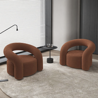 Fauteuil de loisirs incurvé en tissu bouclé velours, design italien moderne, doux et portable, pour salle à manger, maison, villa, appartement, salon