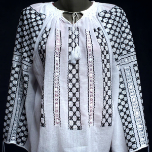 Blusa Informal de Popelina 100% Algodón para Mujer, Bordado Geométrico, Manga Media, Estilo Kimono, Cuello en V, Corte Regular, Top de Primavera/Verano - Product Image 1