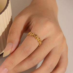 Anillos de Corazón con Cadena y Bisel Chapado en Oro de 18K, Anillos de Boda Apilables Minimalistas para Mujer, Estilo Vintage, Gran Venta - Product Image 3