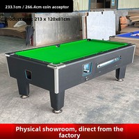 Mesa de Billar Profesional de Estilo Americano de 213 cm (7/8 de Pie) con Superficie de MDF y Tapicería de Tweed, Operada con Monedas