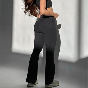 Leggings de yoga évasés taille haute pour femme en Spandex/Polyester, respirants, extensibles dans les quatre sens, pour le fitness, le Pilates et les entraînements en salle de sport, coupe large - Product Image 4