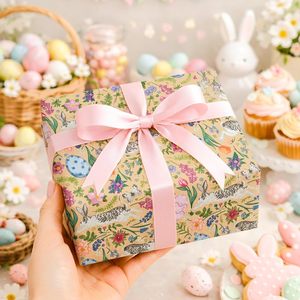 Kraft Bunny <b>Easter</b> <b>Wrapping</b> <b>Paper</b> 17 In X 32.8 Ft Floral Botanical Craft <b>Paper</b> For <b>Easter</b> Gift Wrap - Product Image 3
