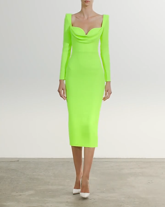 lime green long sleeve dress Buy Lime Green Twist Front Long Sleeve Satin Maxi Dress from Next USA