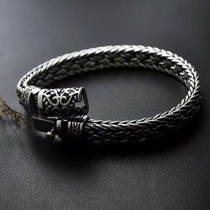 Chinese Design Thailand Silver Plated <b>Bracelet</b> Vintage Viking Male Jewelry Weaving Braided 925 Sterling Silver Plated <b>Bracelets</b> - Product Image 6
