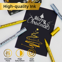 Stylos métalliques OEM personnalisés avec logo, emballage sur mesure, marqueurs métalliques à base d'eau pour papier noir, cartes et créations DIY