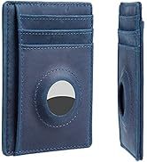 Dompet Kulit Retro Mewah Crazy Horse Untuk AirTag, Anti RFID, Kantong Depan, Tempat Kartu Minimalis