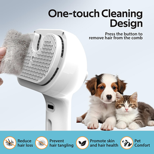 Brosse autonettoyante pour l'élimination des poils d'animaux, peigne de toilettage pour poils volants avec réservoir d'eau en plastique pour chats et chiens - Product Image 2