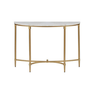 Tavolo <span class=keywords><strong>Console</strong></span> Semicircolare in Ferro e Marmo Nordico Multifunzionale per Ingresso, Corridoio e Soggiorno, Design Moderno - Product Image 4