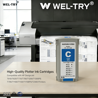 Cartucho de Tinta para Plotter WEL-TRY HP72, Tinta Completa con Chip para Impresoras HP DesignJet T610, T770, T790, T1200, T1300, T795, T1100, T2300