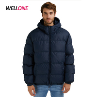 Keine Marke Wasserdichte geste ppte Kapuze Unisex Herren 100% Nylon Custom Logo Blank Plain Dyed American Tall Winter Navy Puffer Jacke