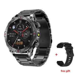 KC86 intelligente Uhr mit Taschenlampe Edelstahl 1,43 Zoll AMOLED-Bildschirm 1AMT wasserdicht für draußen Sport intelligente Uhr für Herren und Damen