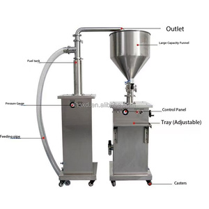 Remplisseuse semi-automatique certifiée CE pour base de fondue chinoise/sauce chili, plage de remplissage 50-1000 ml, trémie 40 L, acier inoxydable 304 - Product Image 4