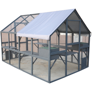 Recinto grande para gatos Cat Run Catio de madera para gatos Casa para gatitos al aire libre con puentes, paseos, casas pequeñas, cubierta de techo de 110 pulgadas - Product Image 4