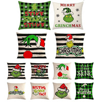 Housse de coussin de noël Grinch dessin animé oreiller quatre pièces canapé ensemble décor à la maison coussin