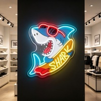 Enseigne néon personnalisée en forme de requin, rétroéclairée, à fixation murale, pour centres commerciaux et parcs, directement de l'usine