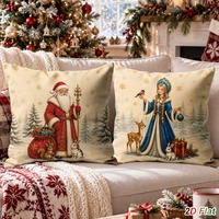 Housses de coussin de Noël, motifs Père Noël, bonhomme de neige, sapin, housses de coussin décoratives rustiques pour Noël, pour canapé, décoration de la maison