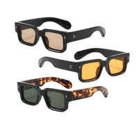 Lunettes de Soleil Carrées Mi Nail Rivet Beach Vintage Private Label Noir Jaune Double Couleur Offres Spéciales