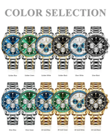 Reloj POEDAGAR 815 de Moda con Espejo Hardlex Luminoso, Fecha Automática, Correa de Acero Inoxidable Dorado, Calendario Duradero