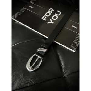 Ceinture en PU pour femme Fiori, boucle en acier à double languette, style décontracté, noir - Product Image 2