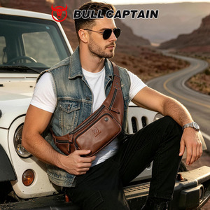 BULLCAPTAIN Genuine <b>Leather</b> <b>Men's</b> Waist <b>Bag</b> Cowhide Chest <b>Bag</b> Sports and Leisure Eye-catching Layer Cowhide Cashier <b>Bag</b> <b>Man</b> <b>Bag</b> - Product Image 2