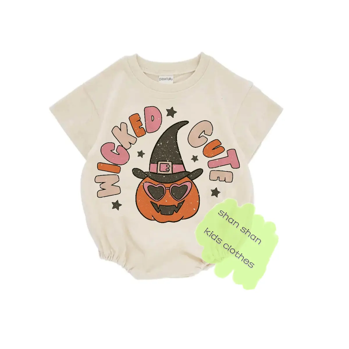 2024 mùa thu bán buôn Jumpsuit cho trẻ em tẩy trắng thăng hoa áo in Halloween crewneck Toddler bé Romper